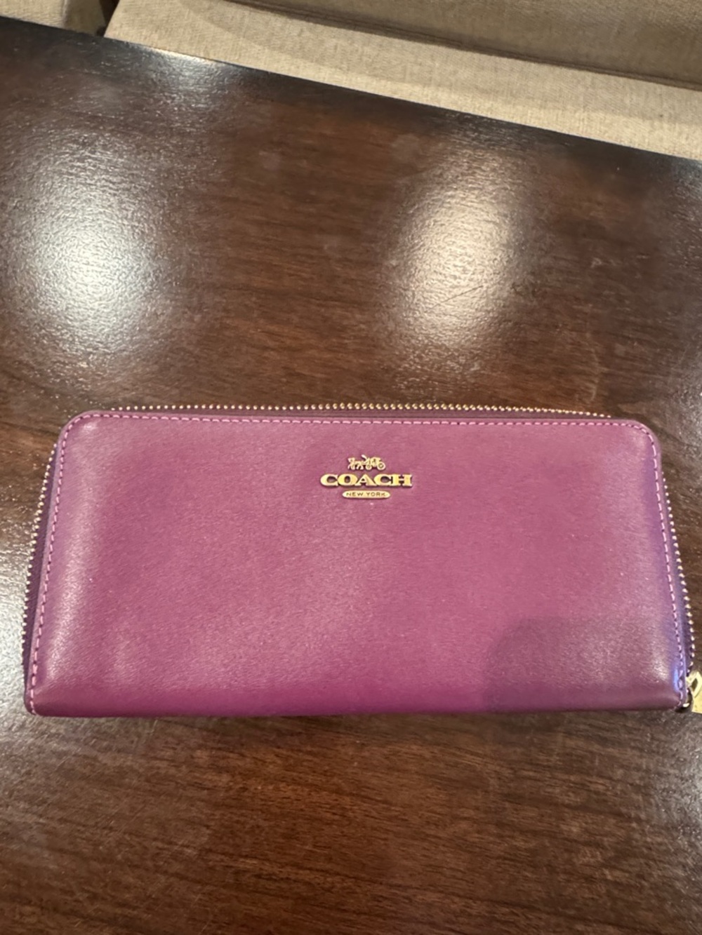 Coach Zip Around Wallet in Plum Purple